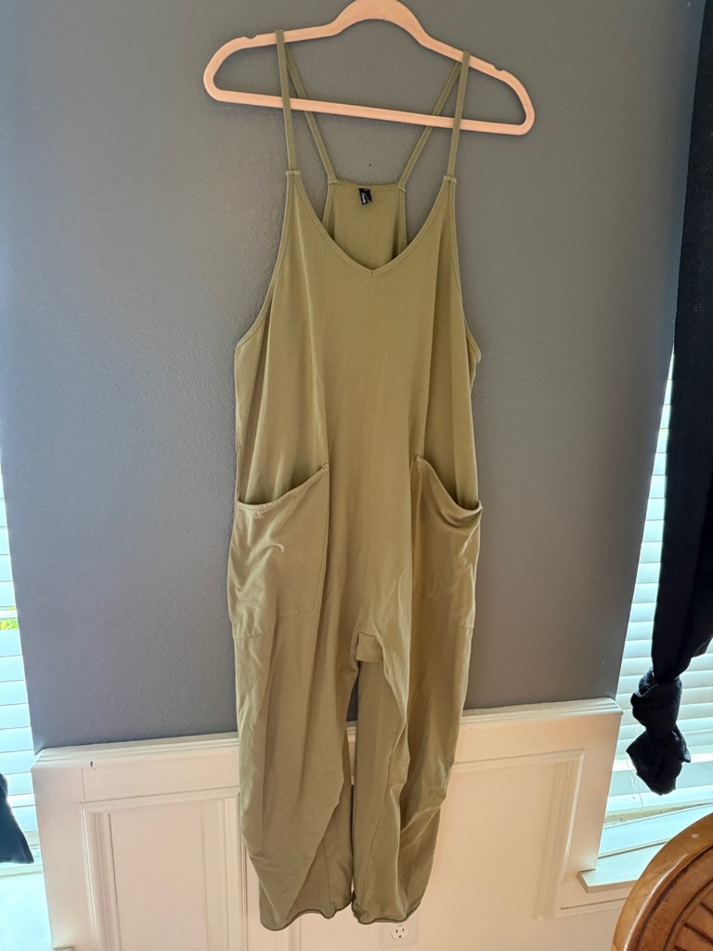 Olive Green Lightweight Jumpsuit with Pockets